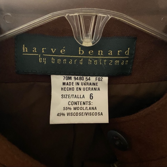 Vintage Harve Bernard wool blend jacket with zippers sz 6 brown shoulder pads - Picture 3 of 15